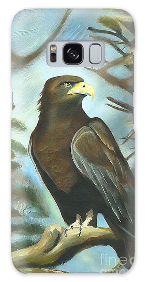 Bird Galaxy Case featuring the painting Painting Golden Eagle bird animal nature wildlife by N Akkash