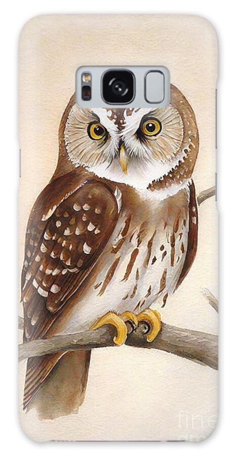 Bird Galaxy Case featuring the painting Painting Small Owl bird owl wild nature wildlife by N Akkash