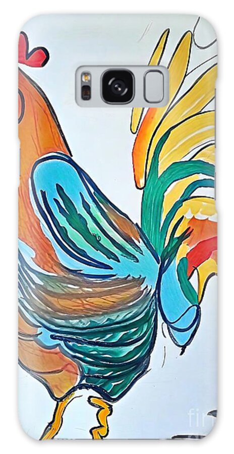 Rooster Galaxy Case featuring the painting Painting The Rooster rooster art illustration coc by N Akkash
