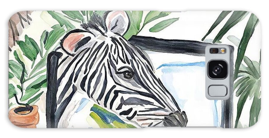Illustration Galaxy Case featuring the painting Painting Zebra On Zoom Call Watercolor Painting i by N Akkash
