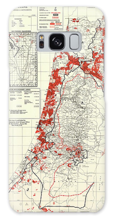 Maps Galaxy Case featuring the drawing Palestine 1949 Villages and Settlements by Vintage Maps