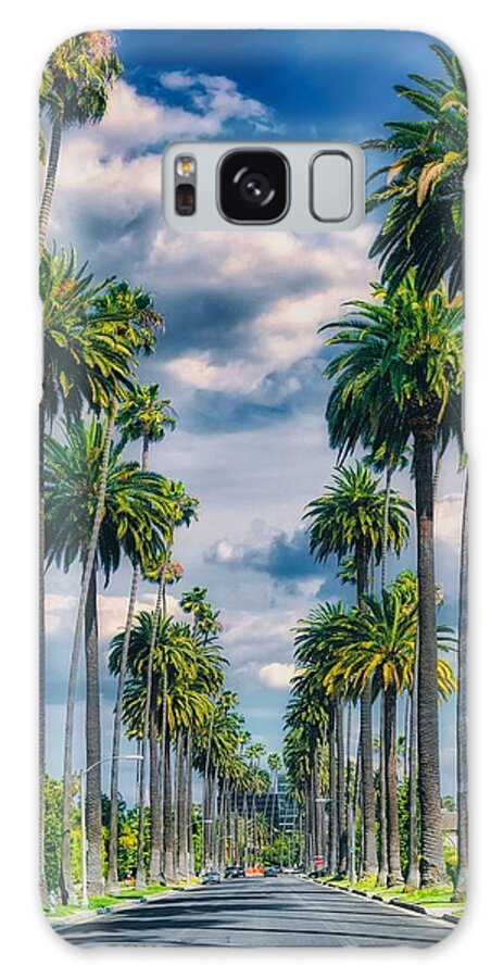 Palm Trees Galaxy Case featuring the photograph Palm Tree Lined Street - Beverly Hills by Mountain Dreams