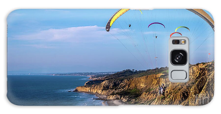 Beach Galaxy Case featuring the photograph Paragliders Flying Over Torrey Pines by David Levin