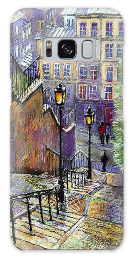 Cityscape Galaxy Case featuring the painting Paris Montmartre Steps by Yuriy Shevchuk
