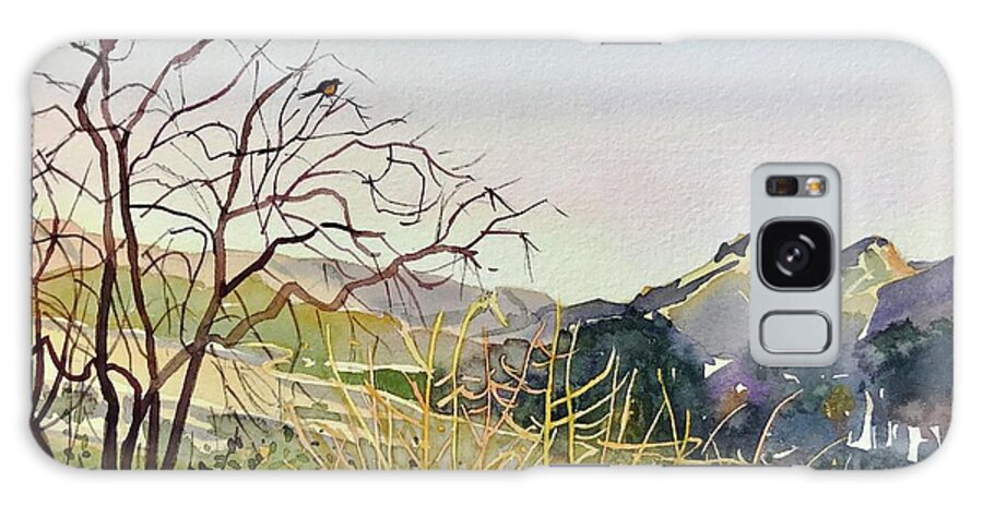 #malibu Galaxy Case featuring the painting Reagan Ranch Meadow - Golden Hour by Luisa Millicent