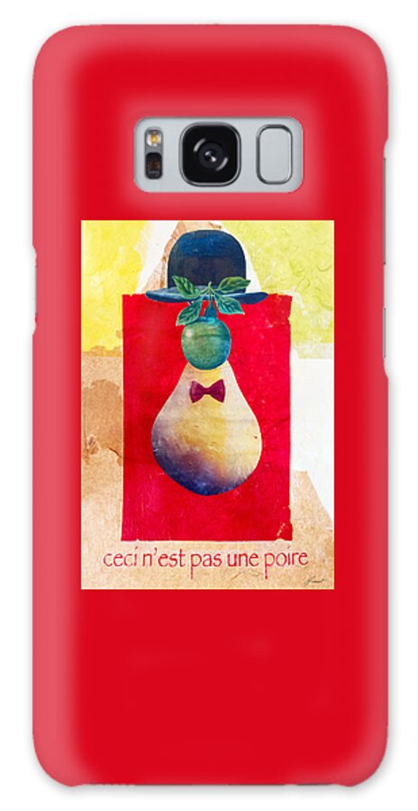 Magritte Galaxy Case featuring the mixed media Pas une poire by Jessica Levant