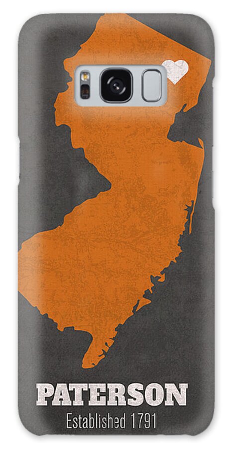 Paterson Galaxy Case featuring the mixed media Paterson New Jersey City Map Founded 1791 Princeton University Color Palette by Design Turnpike