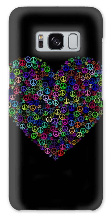 Funny Galaxy Case featuring the digital art Peace And Love Peace Sign Heart by Flippin Sweet Gear