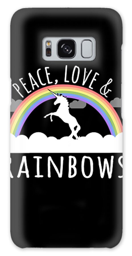 Funny Galaxy Case featuring the digital art Peace Love And Rainbows by Flippin Sweet Gear