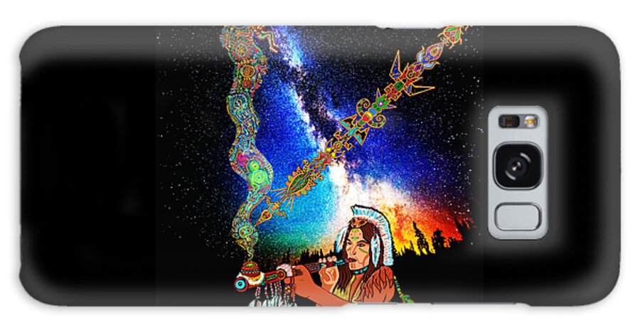 Visionary Galaxy Case featuring the mixed media Peace Pipe Dimensions by Myztico Campo