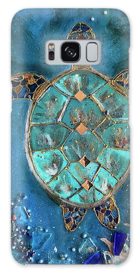 Turtle Galaxy Case featuring the mixed media Peaceful Journey by Kathy Bee