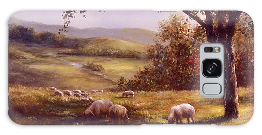 Country Landscape Galaxy Case featuring the painting Peaceful Pasture by Lynne Pittard