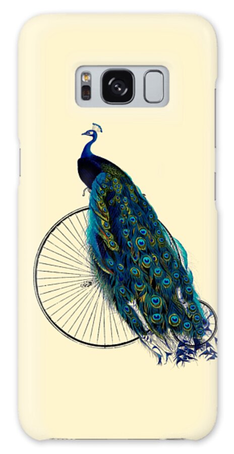 Regal Galaxy Case featuring the digital art Peacock On A Bicycle, Home Decor by Madame Memento