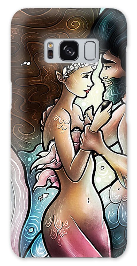 Mermaids Galaxy Case featuring the digital art Pearl Hunting by Mandie Manzano