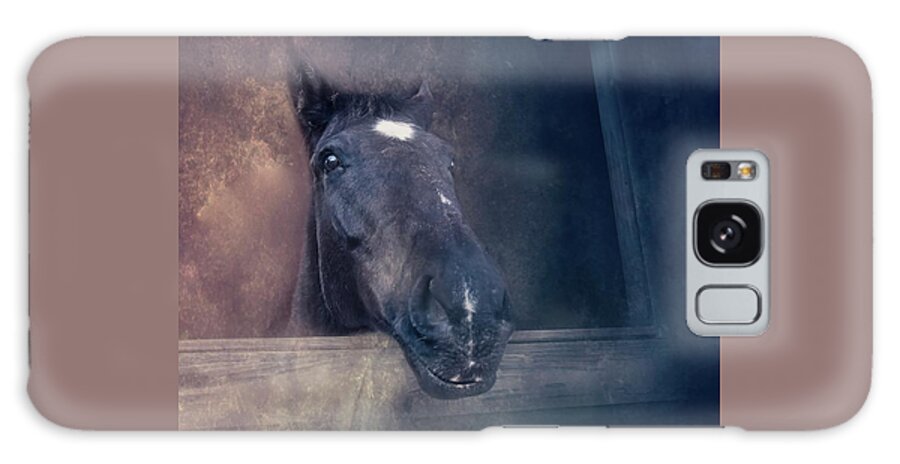 Horse Galaxy Case featuring the photograph Peeking Out by Marjorie Whitley