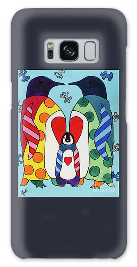 Cling Galaxy Case featuring the painting Penguin Family by Elena Pratt