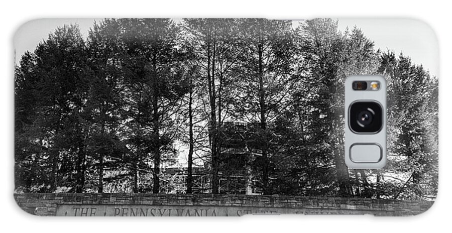 State College Pennsylvania Galaxy Case featuring the photograph Pennsylvania State University sign in black and white by Eldon McGraw