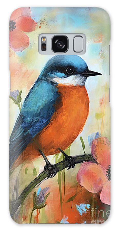 Bluebird Galaxy Case featuring the painting Perched On The Poppies by Tina LeCour