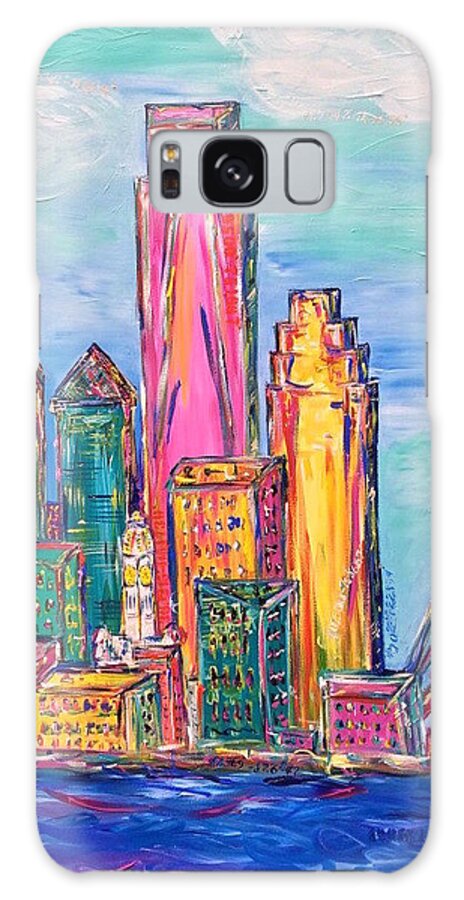 Philly Galaxy Case featuring the painting Philadelphia Skyline Bright Colors by Britt Miller