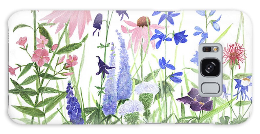Phlox Galaxy Case featuring the painting Phlox Speedwell Monkshood Garden by Laurie Rohner
