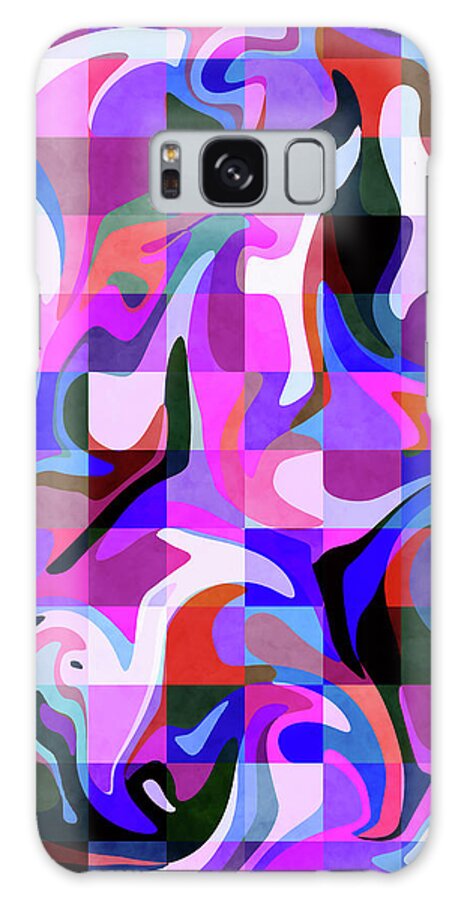 Picasso Pastiche Galaxy Case featuring the mixed media Picasso Pastiche - Contemporary Abstract Painting - Blue, Pink, Violet, Purple by Studio Grafiikka