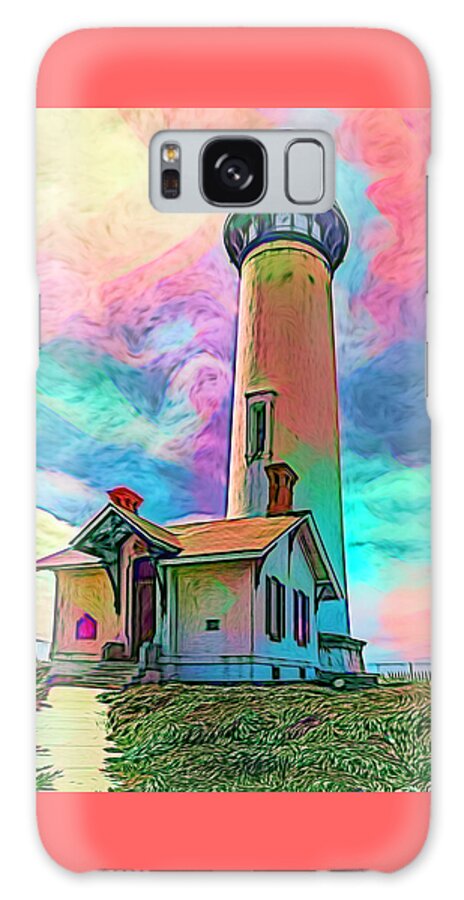 Pigeon Point Galaxy Case featuring the digital art Pigeon Point Lighthouse Under A Pastel Sky by Her Arts Desire