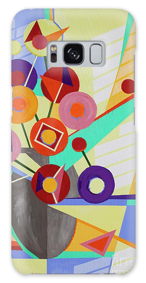 Acrylic Painting Of Abstract Flowers Galaxy Case featuring the painting Pinball Pansies by Jane Crabtree