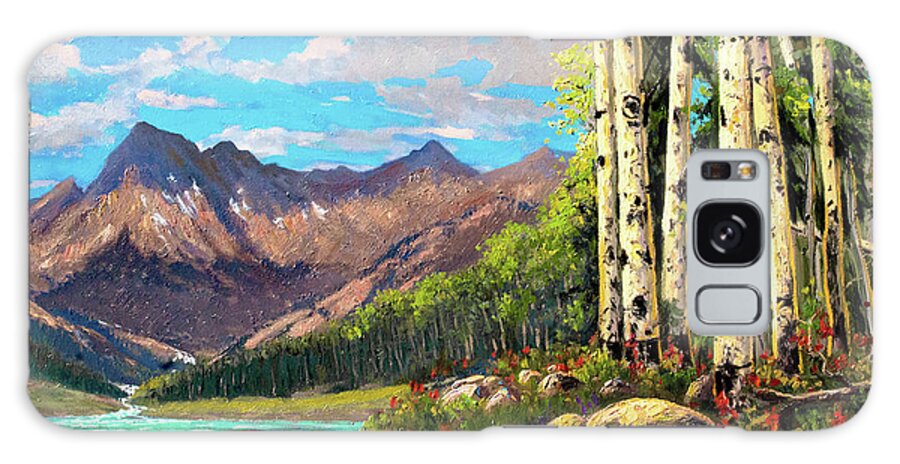 Schaefer Miles Galaxy Case featuring the painting Piney Ranch Summer Rocky Mountains by Kevin Wendy Schaefer Miles