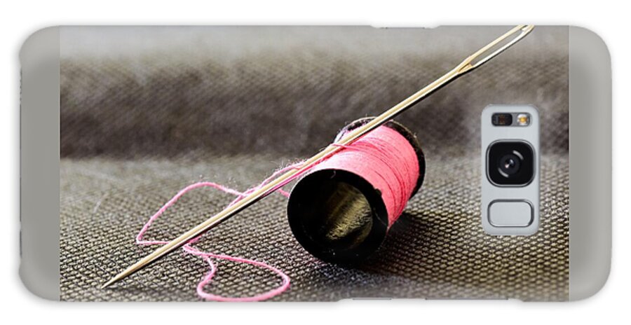 Needle Galaxy Case featuring the photograph Pink Cotton Thread by Neil R Finlay