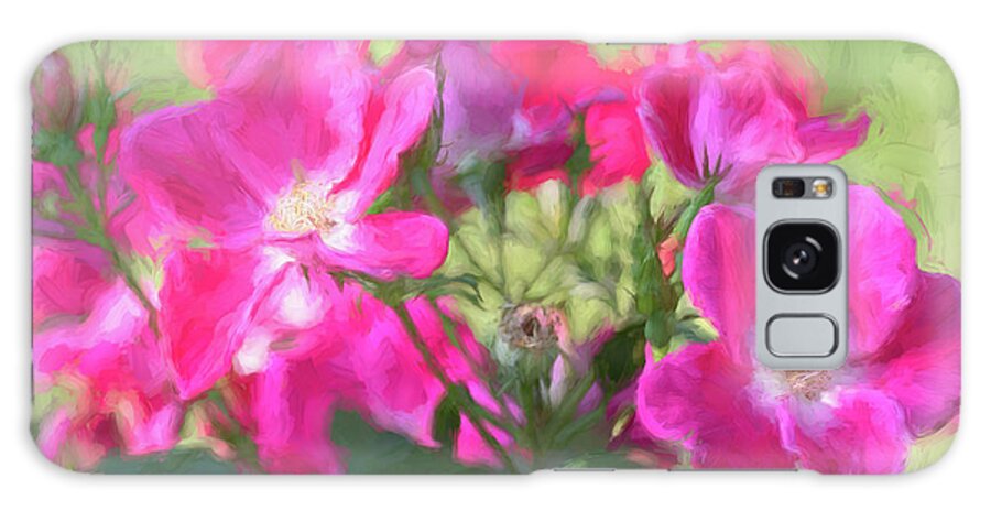 Rose Galaxy Case featuring the photograph Pink Roses Cezanne Style by Lorraine Cosgrove
