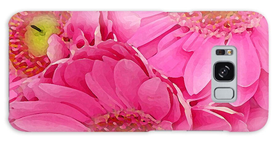 Pink Galaxy Case featuring the painting Pink Gerber Daisies by Amy Vangsgard