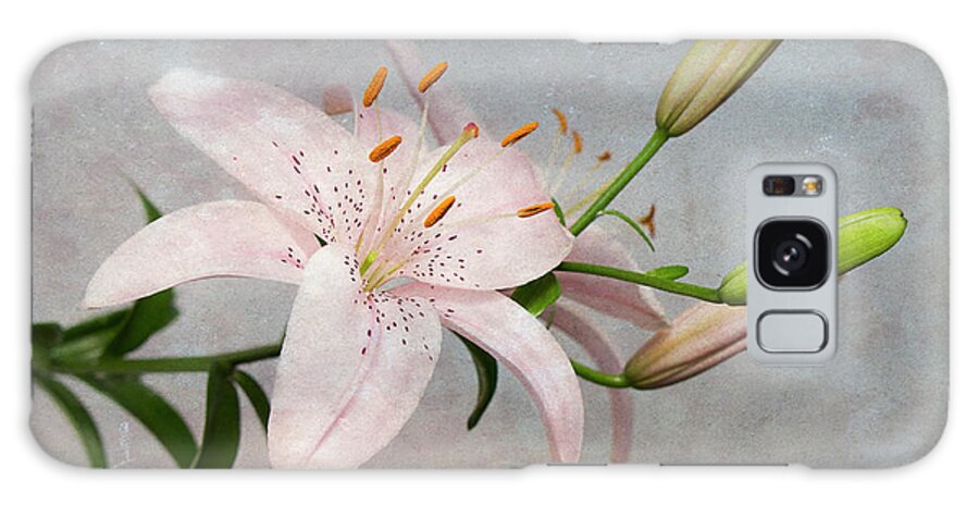 Easter Galaxy Case featuring the photograph Pink Lily with Texture by Patti Deters