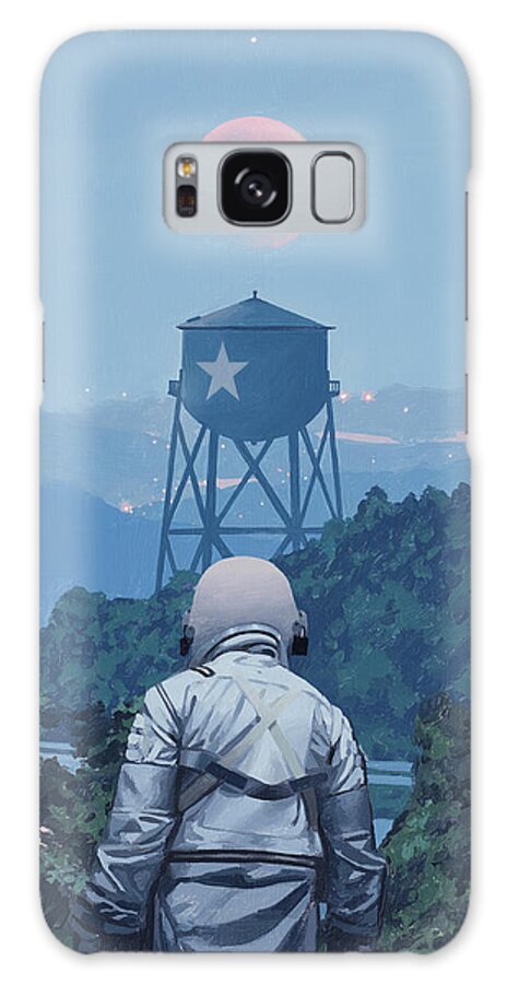 Astronaut Galaxy Case featuring the painting Pink Moon by Scott Listfield