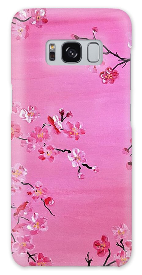Blossoms Flowers Spring Pink Branches Painting Nature Color Cherry Galaxy Case featuring the painting Pink on Pink by Debora Sanders