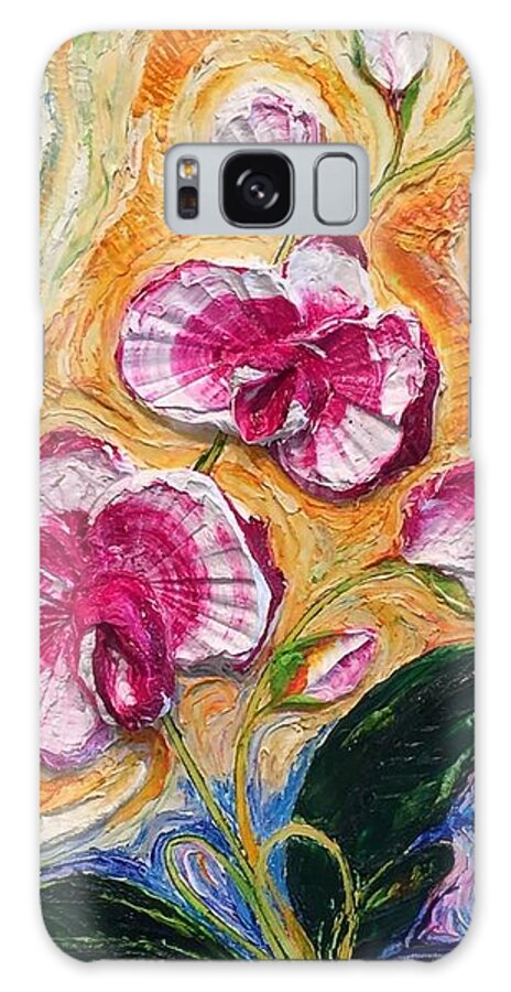 Pink Galaxy Case featuring the painting Pink Orchid by Paris Wyatt Llanso