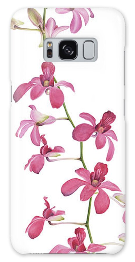 Nikita Coulombe Galaxy Case featuring the painting Pink Orchids I by Nikita Coulombe