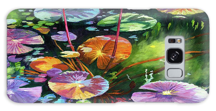 Water Lilies Galaxy Case featuring the painting Pink Water Lilies Square by John Clark