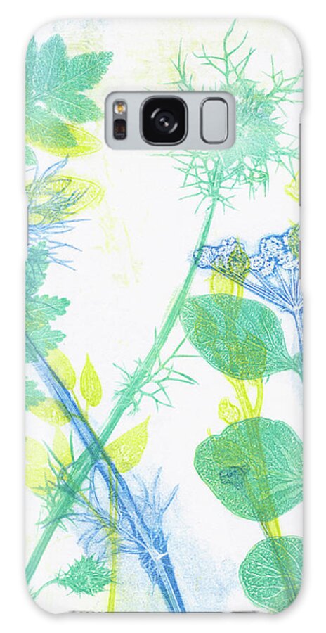 Plant Print Galaxy Case featuring the mixed media Plants Monoprint by Kristine Anderson