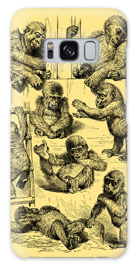 Monkey Galaxy Case featuring the digital art Playing baby gorillas by Madame Memento