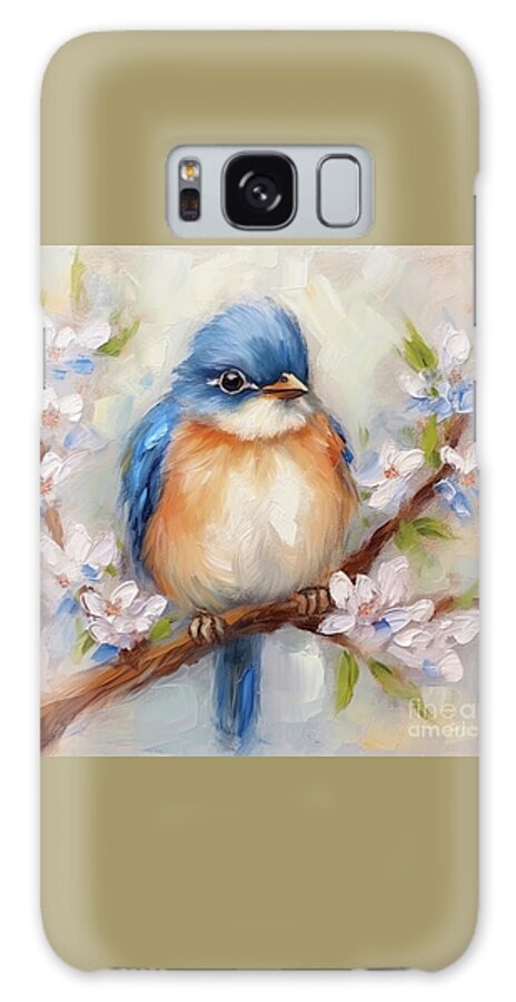 Bluebird Galaxy Case featuring the painting Plump Little Bluebird by Tina LeCour