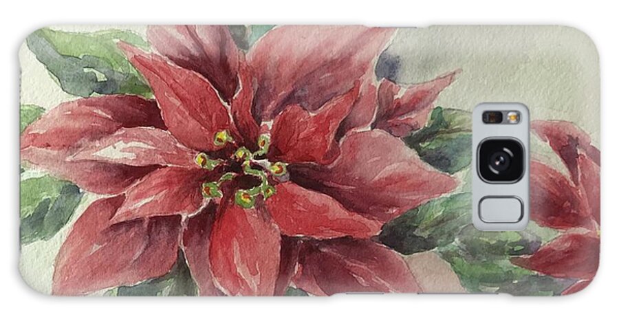Poinsettias Galaxy Case featuring the painting Poinsettas by Milly Tseng