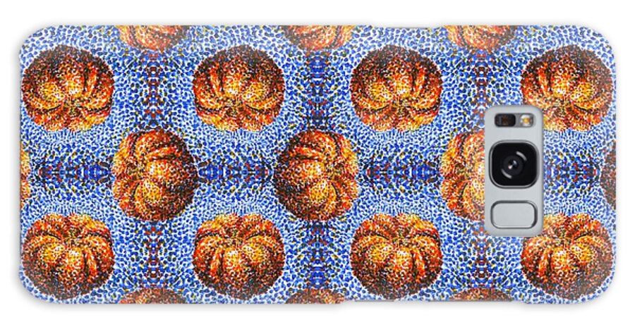 Pumpkin Galaxy Case featuring the painting Pointillism Pumpkin Pattern 4x4 by Samantha Geernaert