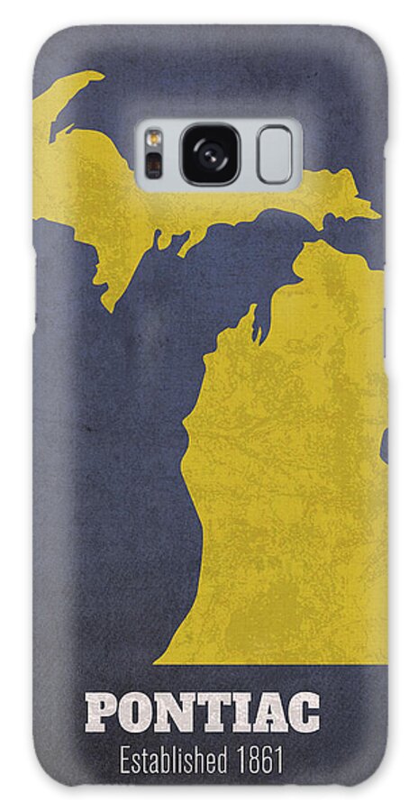 Pontiac Galaxy Case featuring the mixed media Pontiac Michigan City Map Founded 1861 University of Michigan Color Palette by Design Turnpike