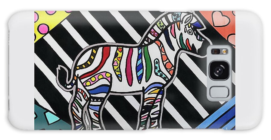 Zebra Galaxy Case featuring the painting Zahara Pop Art Zebra by Elena Pratt