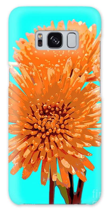 Popart Galaxy Case featuring the photograph PopART Anastacia Chrysanthemum-orange-Turquoise by Renee Spade Photography