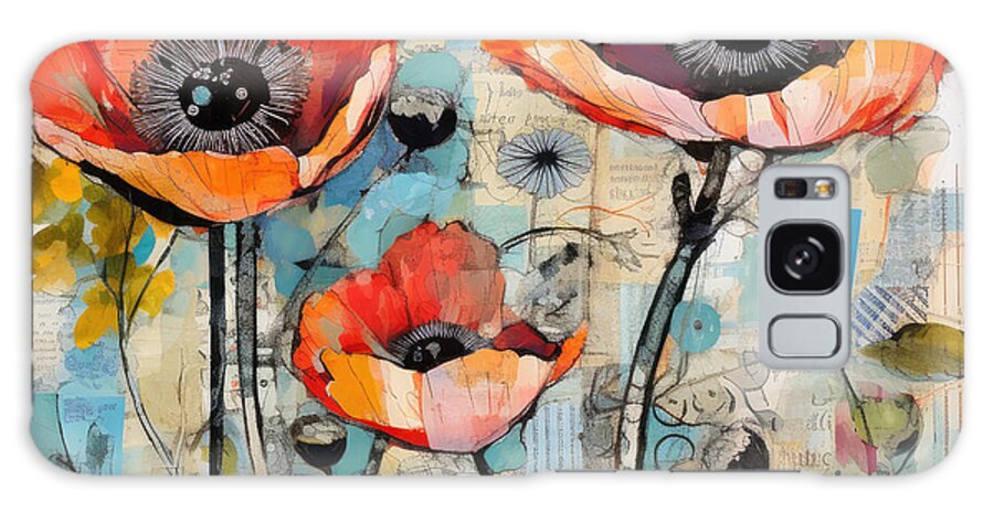 Collage Galaxy Case featuring the digital art Poppies Collage by My Head Cinema