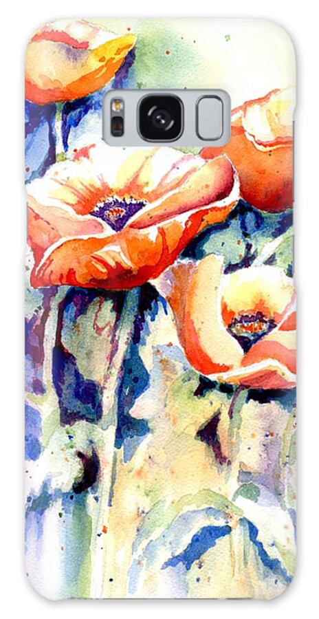 Flowers Galaxy Case featuring the painting Poppies by Mary Haley-Rocks