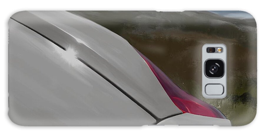Hand Drawn Galaxy Case featuring the digital art Porsche Boxster 981 Curves Digital Oil Painting - Grey by Moospeed Art
