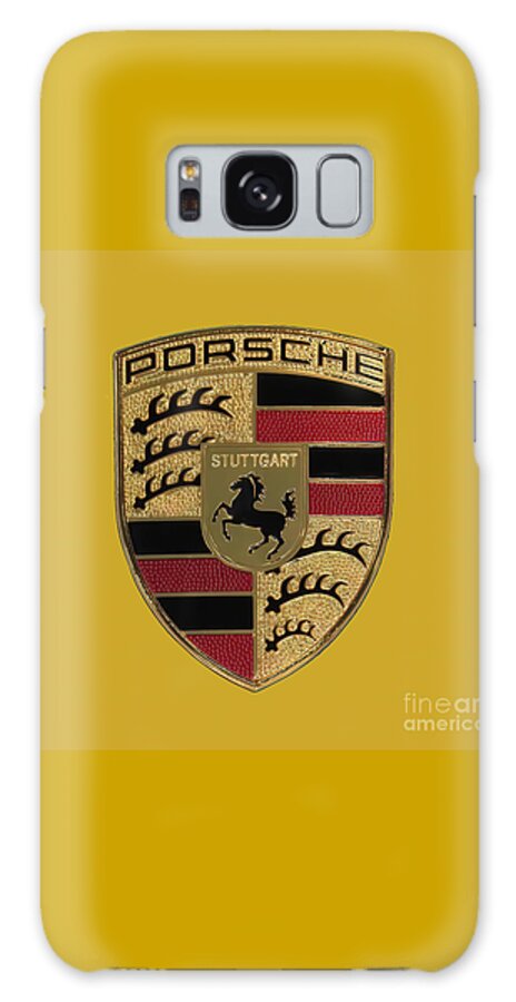 Porsche Galaxy Case featuring the photograph Porsche Emblem - Gold by Scott Cameron