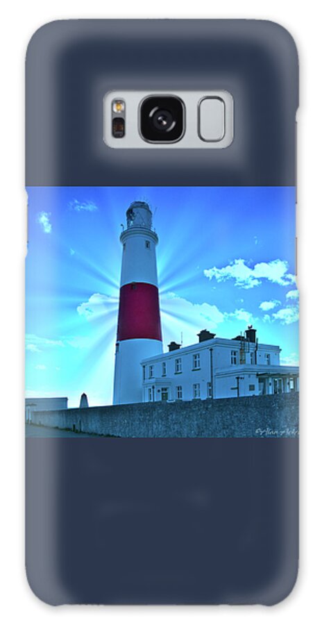 Lighthouse Galaxy Case featuring the photograph Portland Bill Lighthouse with Sunburst by Alan Ackroyd
